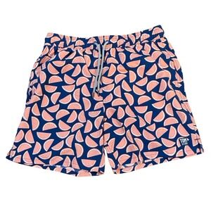 Tom & Teddy Men's Lined Watermelon Swim Trunks Size Large NWT $95.00 Navy Pink